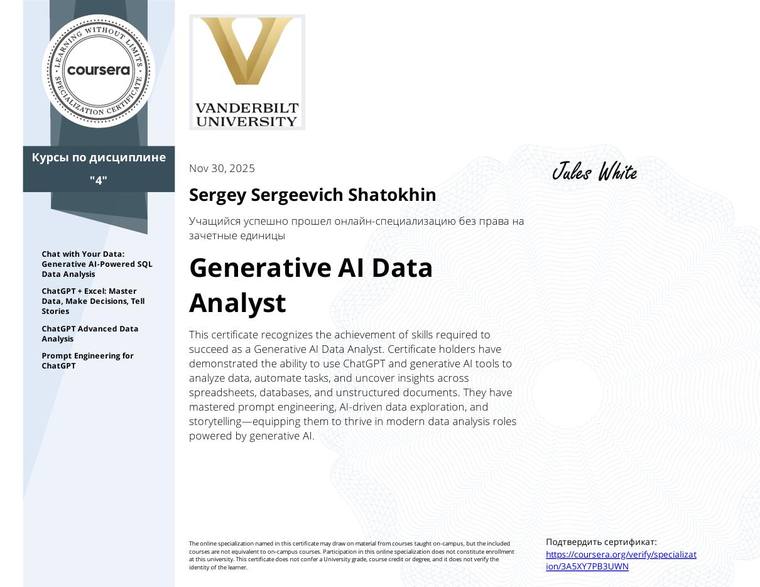 Generative AI Data Analyst (Specialization)