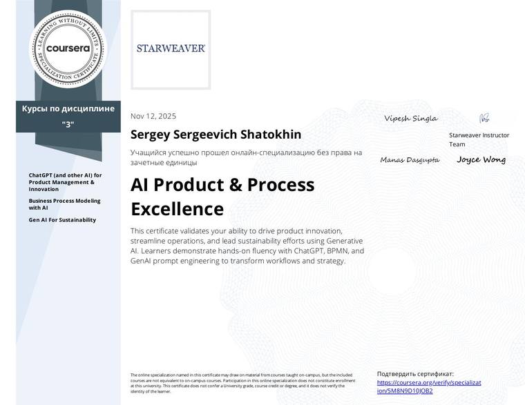 AI Product & Process Excellence (Specialization)